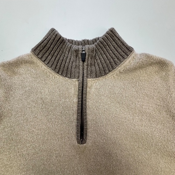 Eddie Bauer 100% cotton 1/4 zip tan knit sweater size XL - Picture 7 of 14